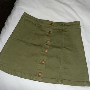Women’s Forever 21 Army Green Button Down Jean/Denim Skirt